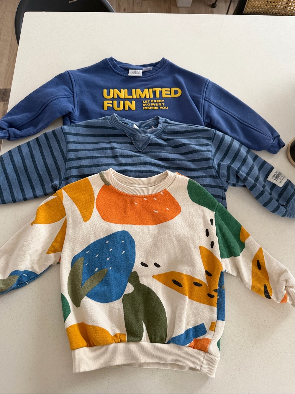 Zara size 2T crew neck sweatshirts